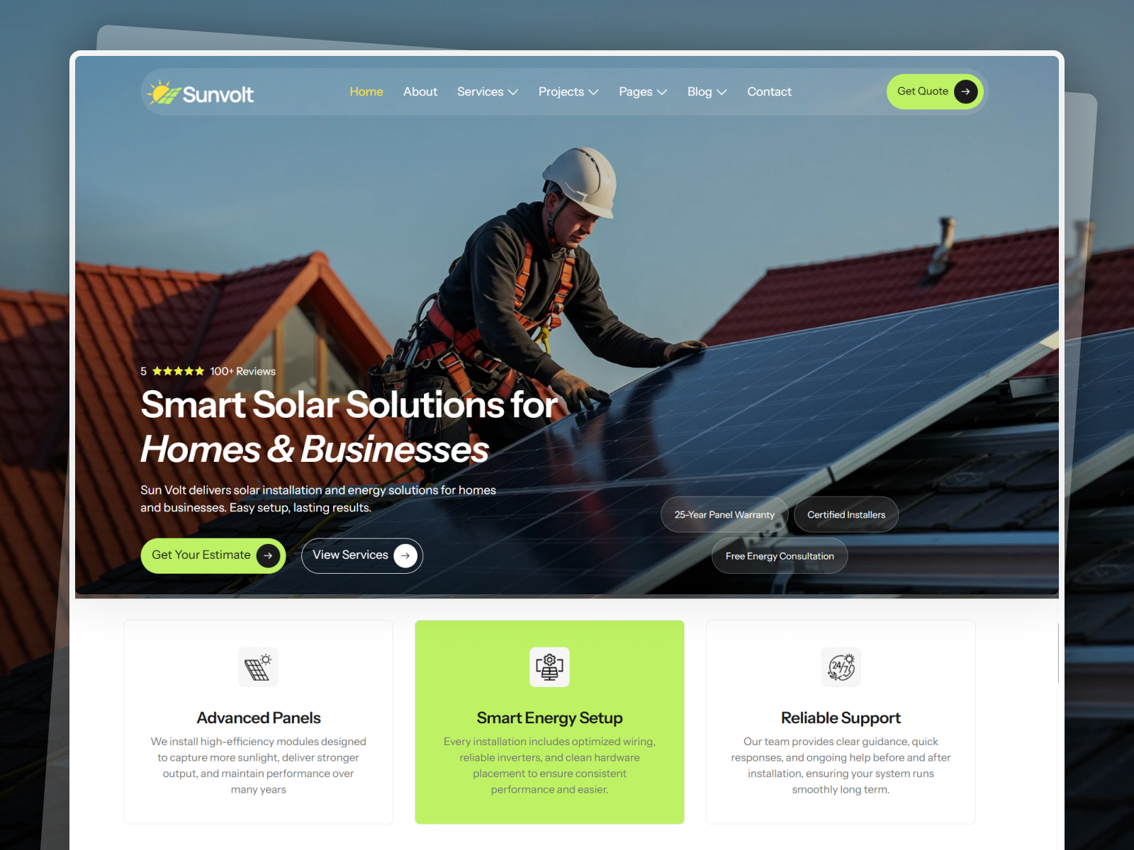 Renewable energy business website design b2b business website clean energy green energy website homepage design landing page renewable energy solar installer solar setup agency solar website startup technology ui design ux design web design web development website design