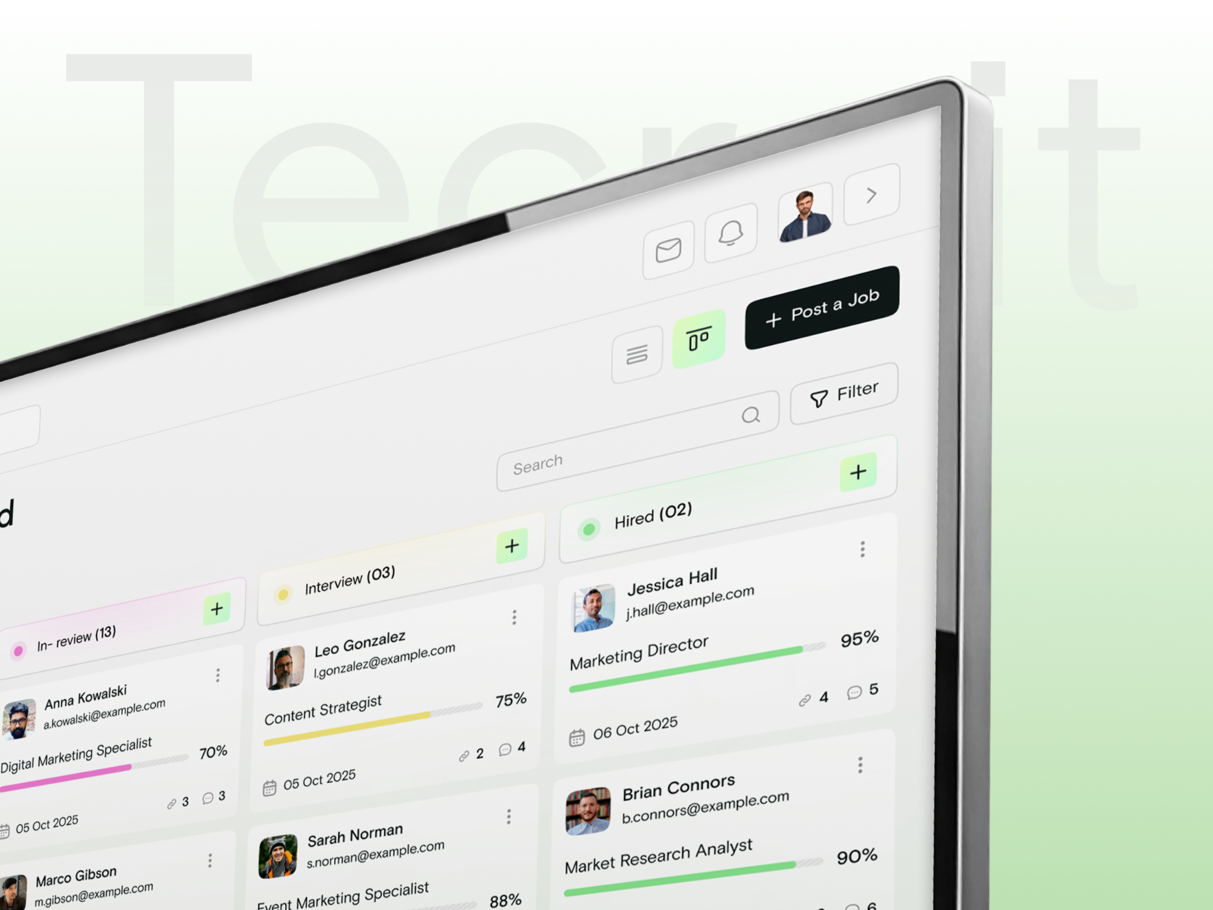 Talent Acquisition Dashboard Design admin dashboard applicant branding candidate dashboard dashboard design design hiring hr dashboard human resources interview job board product recruitment talent talent acquisition ui ux web