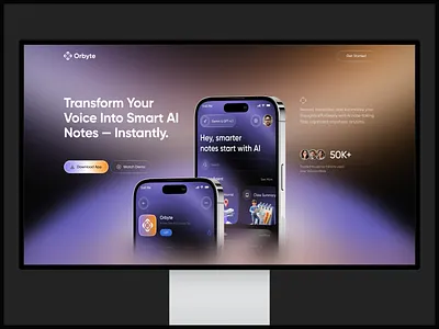 AI Voice Notes App Landing Page UI | Smart AI Note-Taking SaaS ai ai powered aivoicenotes applandingpage design landingpage product saas startup ui voicenotes web