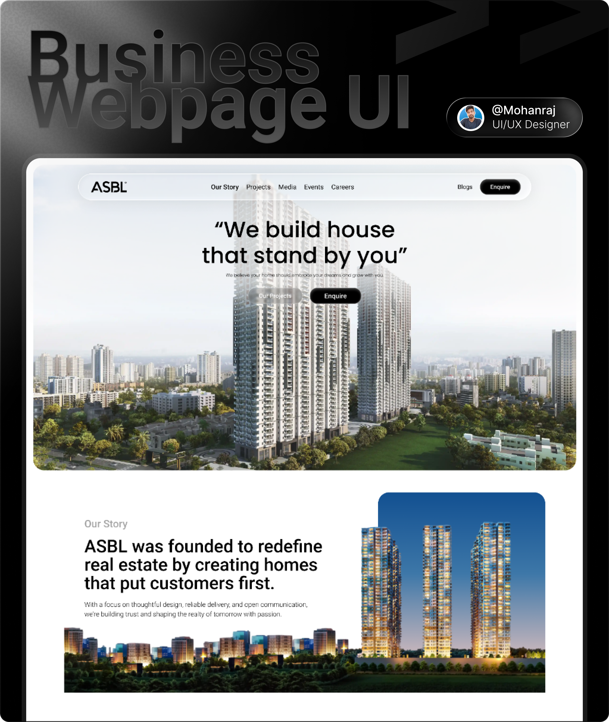 Real Estate & Construction Web UI Design branding construction business graphic design hero section landing page real estate ui web design