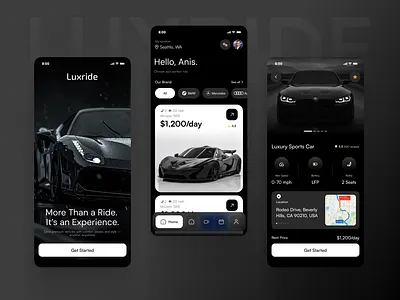 Luxride - Car Rental Mobile Apps Design carrental carrentalapps carrentals carrentalwebsite dashboarddesign dubaicarrental elegantdesign figmawebsite luxuryapps luxurycars mobileapps mobileappsdesign moderndesign passengerapps sportscar uberapps uiuxdesign uxdesign websitedesigner websiteuiux