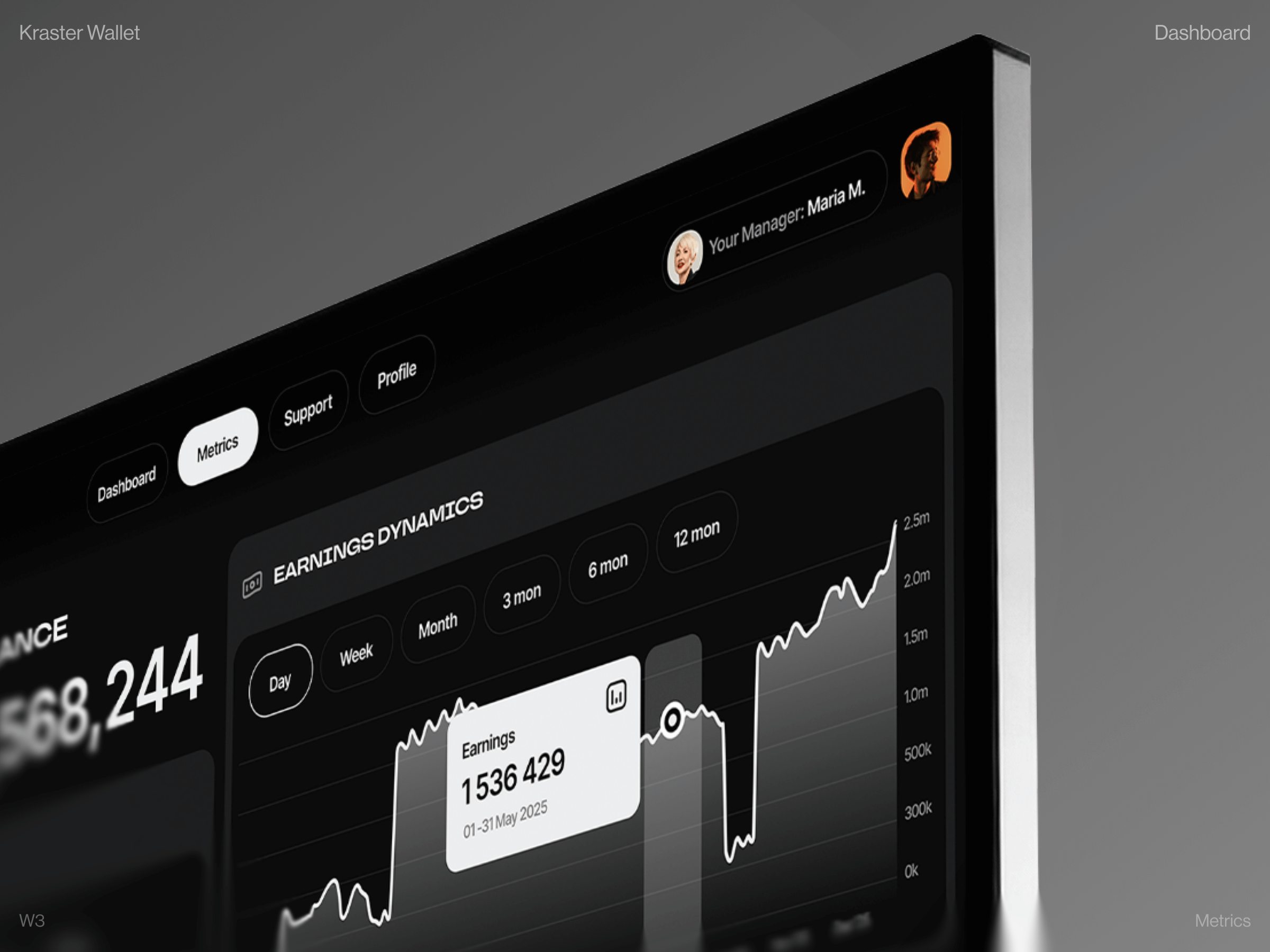 Example of Kraster Wallet: Crypto Reseller Management Dashboard