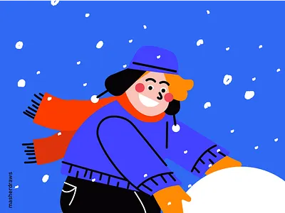 Winter Snowball Rolling boy character child illustration childrens illustration christmas cozy winter digital illustration holiday artwork illustration illustrator playful art scarf seasonal illustration snowball snowflake vector winter winter fun winter illustration winter mood