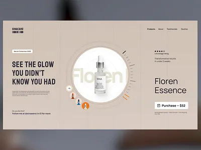 Modern Skin Care Single Product Slider Design add to cart animation best care cta design e commerce ecommerce interaction micro minimal motion graphics page product prototype rating skin slider ui variation