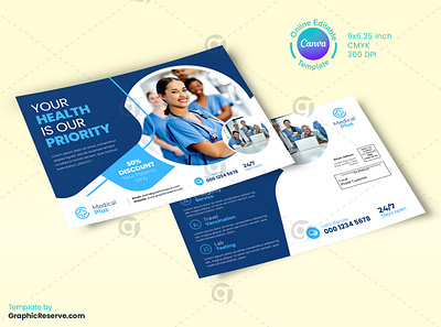Medical Direct Mail Design Canva Template