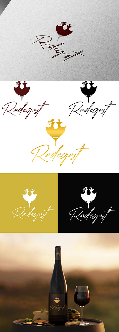 Radegast Wine Logo branding dance design digitalization elegant graphic design illustration logo red typography ui ux vector wine