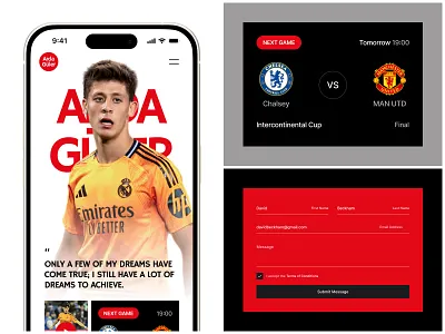 Sports Mobile App Design - Football Player Profile android app concept app design athlete app athlete branding design fan engagement football football player interface ios mobile app mobile ui product design profile design soccer sports app sports ui ui ux
