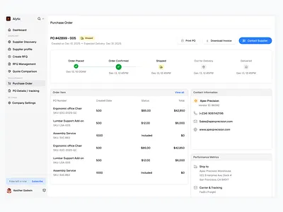 Purchase order Dashboard branding design graphic design illustration logo product design ui vector