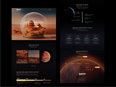 MARSTRIP | Website design for a travel company on Mars black branding design earth figma mars midjourney photoshop site space ui ux uxdesign uxui web webdesign website