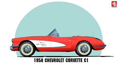 1958 Chevrolet Corvette C1 animation branding cars design graphic design illustration logo vector