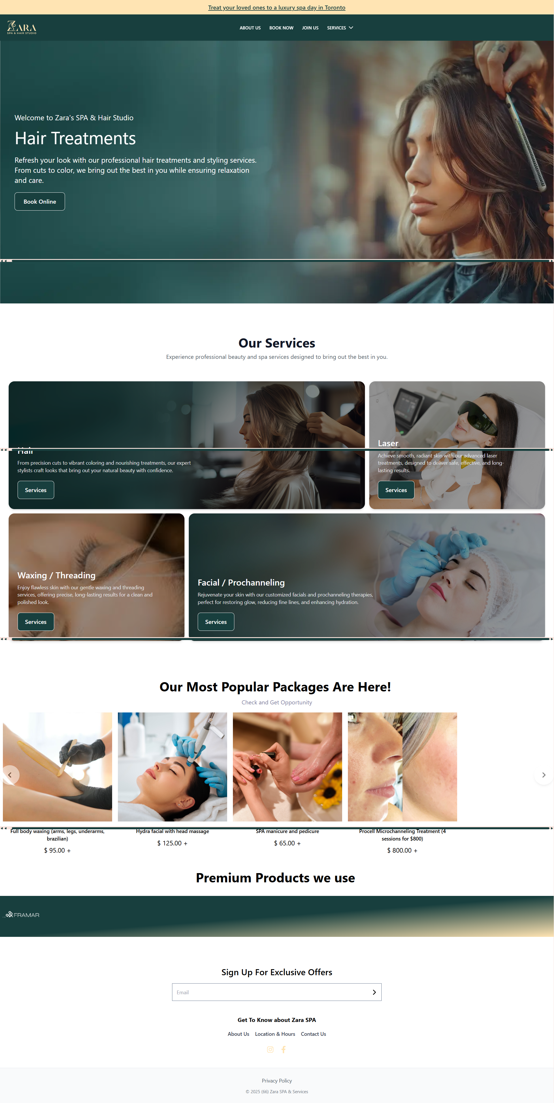 Zara a bueaty salon website