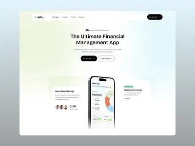 Stark - Financial Management App Landing Page app preview clean design financial app fintech for hire freelance designer hero section landing page saas ui design web design