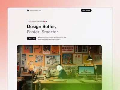 Brandora - Hero section agency design framer framer ui hero hero section hero ui landing page one page one page design one page web portfolio ui ui design web web design web ui