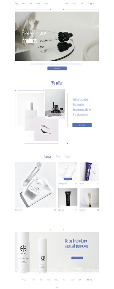 Cosmetic store ''Blue Ginger'' branding design figma landing ui ux webdesign website