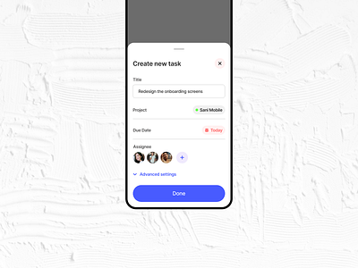 Create new task design mobile ui