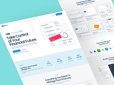 FinWise— Finance Management SaaS Landing Page banking clean creative dashboard design features figma finance finance management finwise landing page minimal design pricing saas saas landing page ui uiux web app webapp website