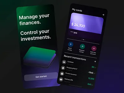 Neo Bank Mobile App: Accounts and Payments banking app dark mode fintech ios mobile app money management product design transaction history ui design ux design