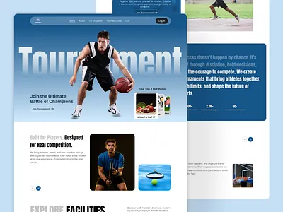 Tournament Platform – Sports Competition Website UI athlete website clean layout competition website dribbble shot figma design homepage design landing page ui modern web design sports event website sports landing page sports platform sports ui sports website design tournament platform tournament website ui design inspiration ui ux design user interface design web design concept web ui design
