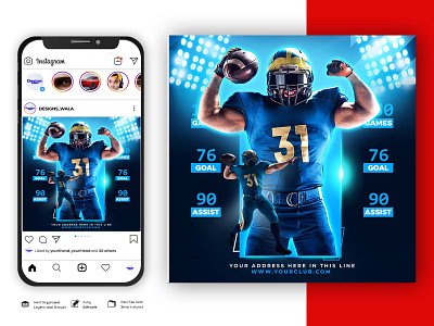 Football Social Media Template grunge flyer