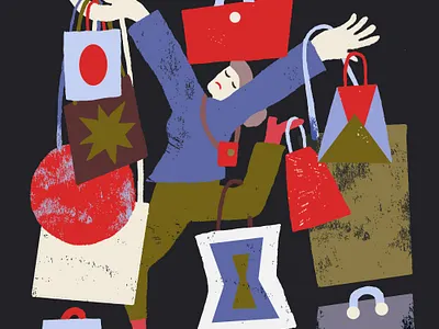 Christmas with ADHD character collage digital editorial folioart illustration texture