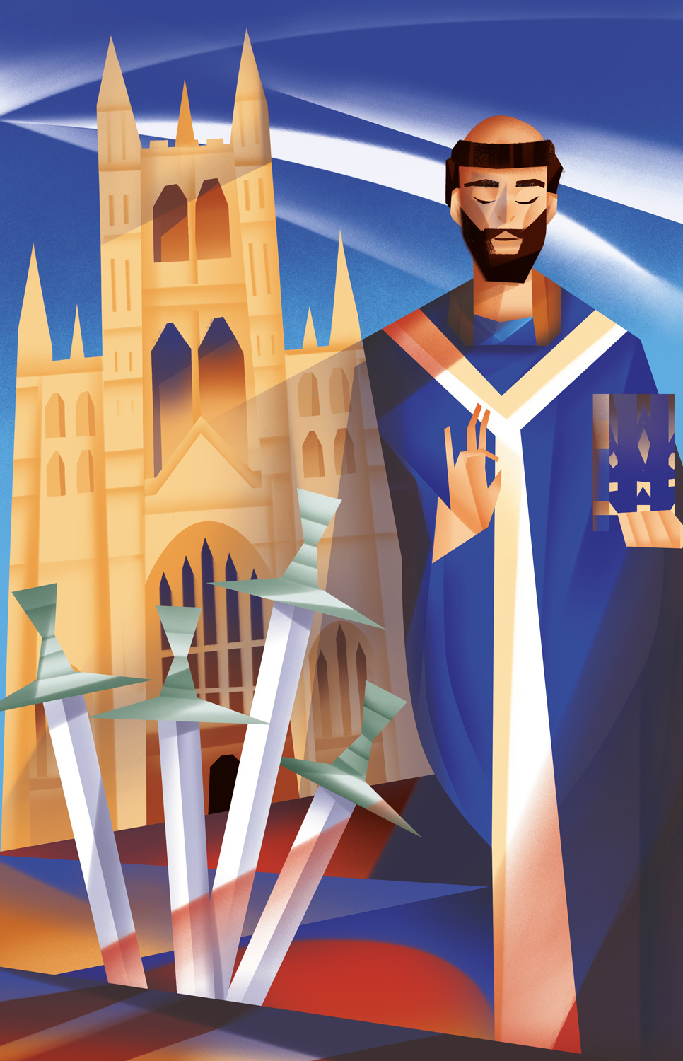 Murder at the Cathedral, Radio 4 character digital editorial folioart illustration