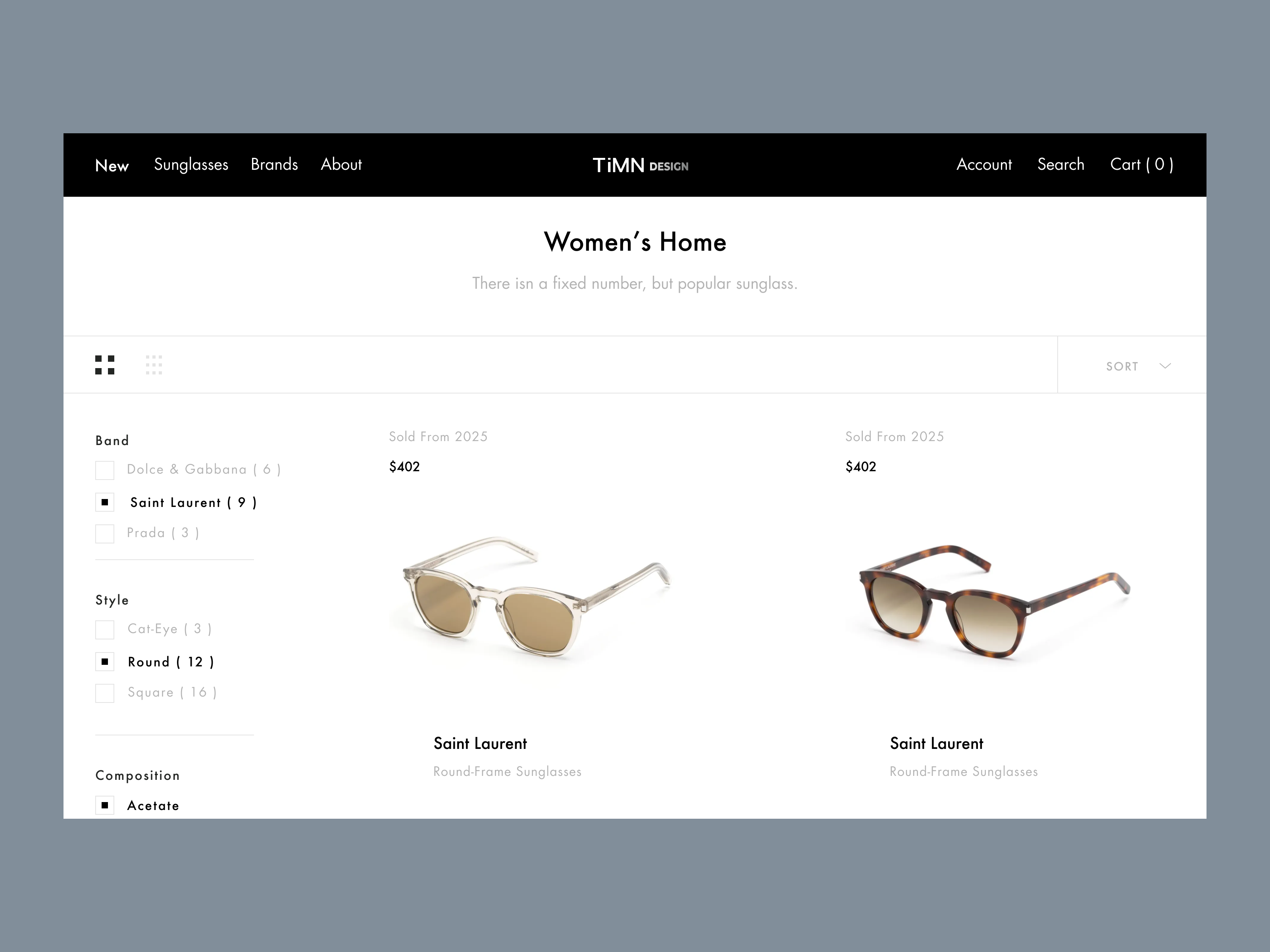 E Commerce Website - Sunglass Store clean design e commerce ecommerce ecommerce store ecommerce website minimal minimalism minimalistic online shop shop shopping website sunglass website timn ui ux web web design website womens sunglaess