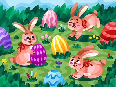 Easter lawn adobe illustrator design graphic design illustration vector