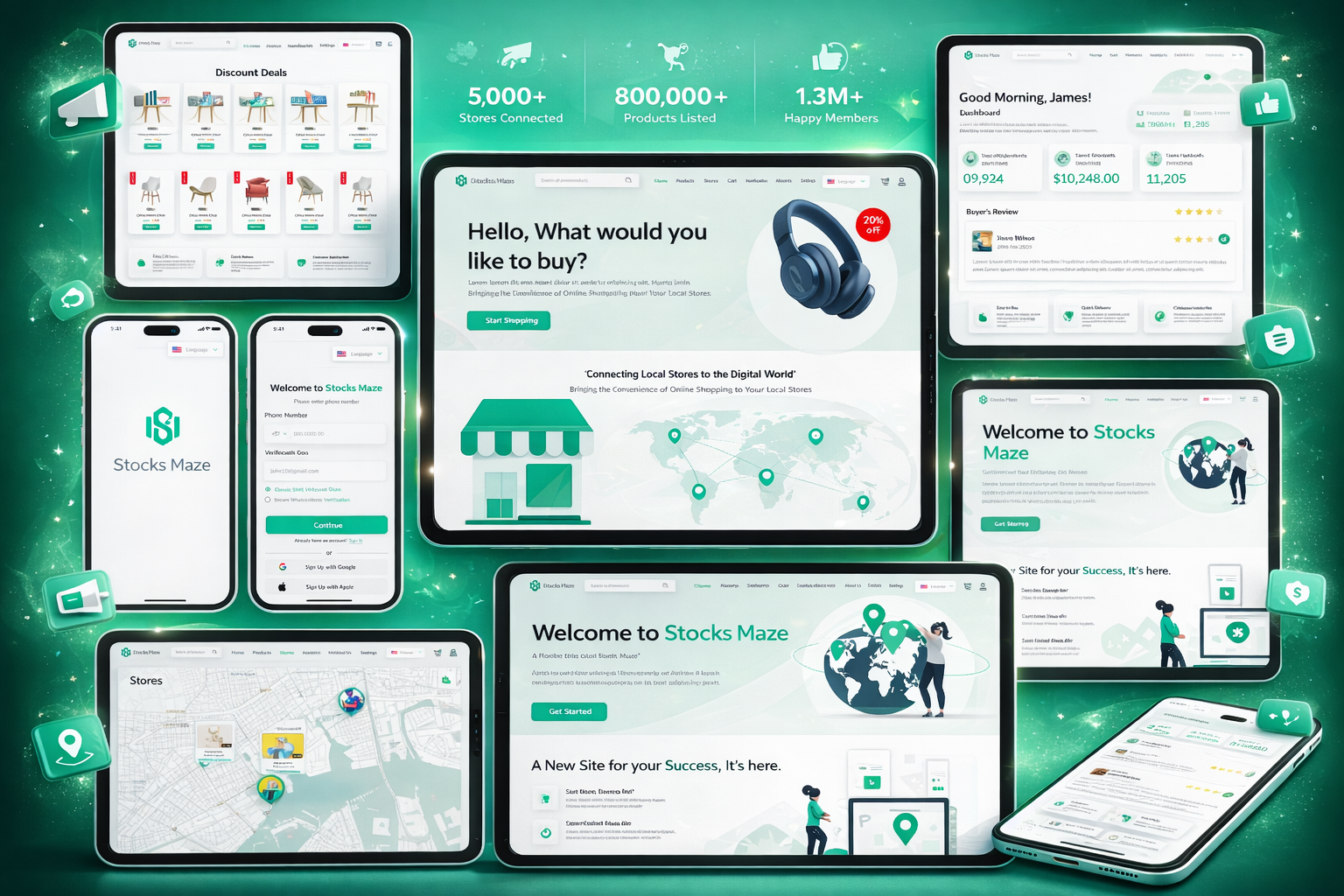 Stocks Maze LLC – E-Commerce Marketplace for Local Vendors design e commerce platform figma mobile app design prototyping ui ui design uiux design user experience user interface ux design web app design website design wireframing