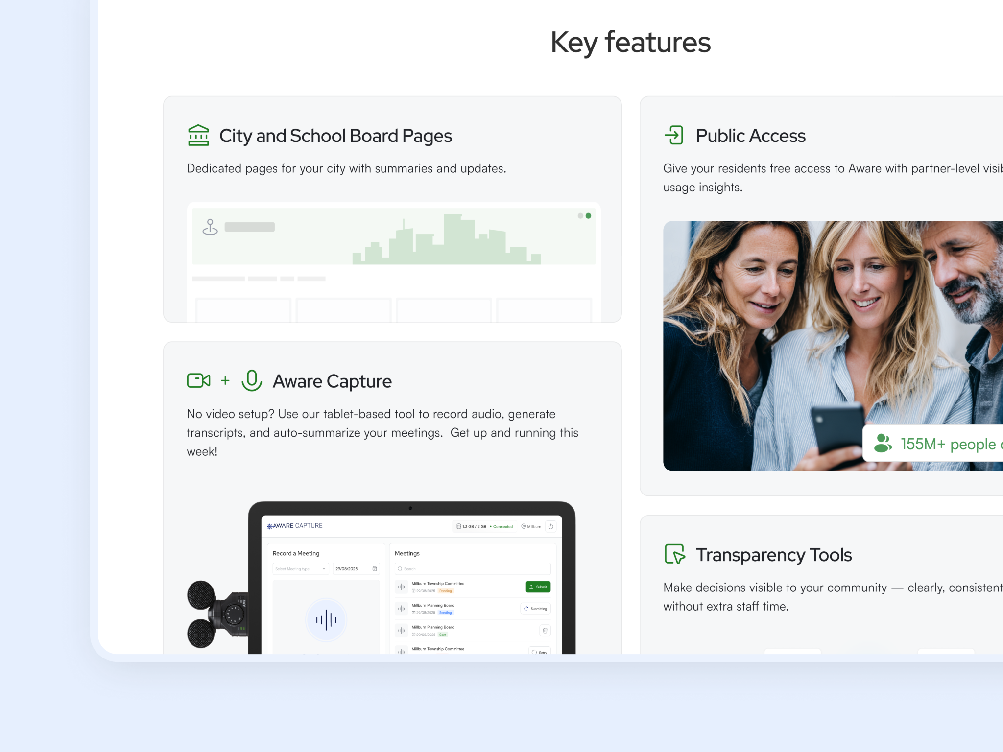 Example of Features Website Section for a Civic Engagement Platform