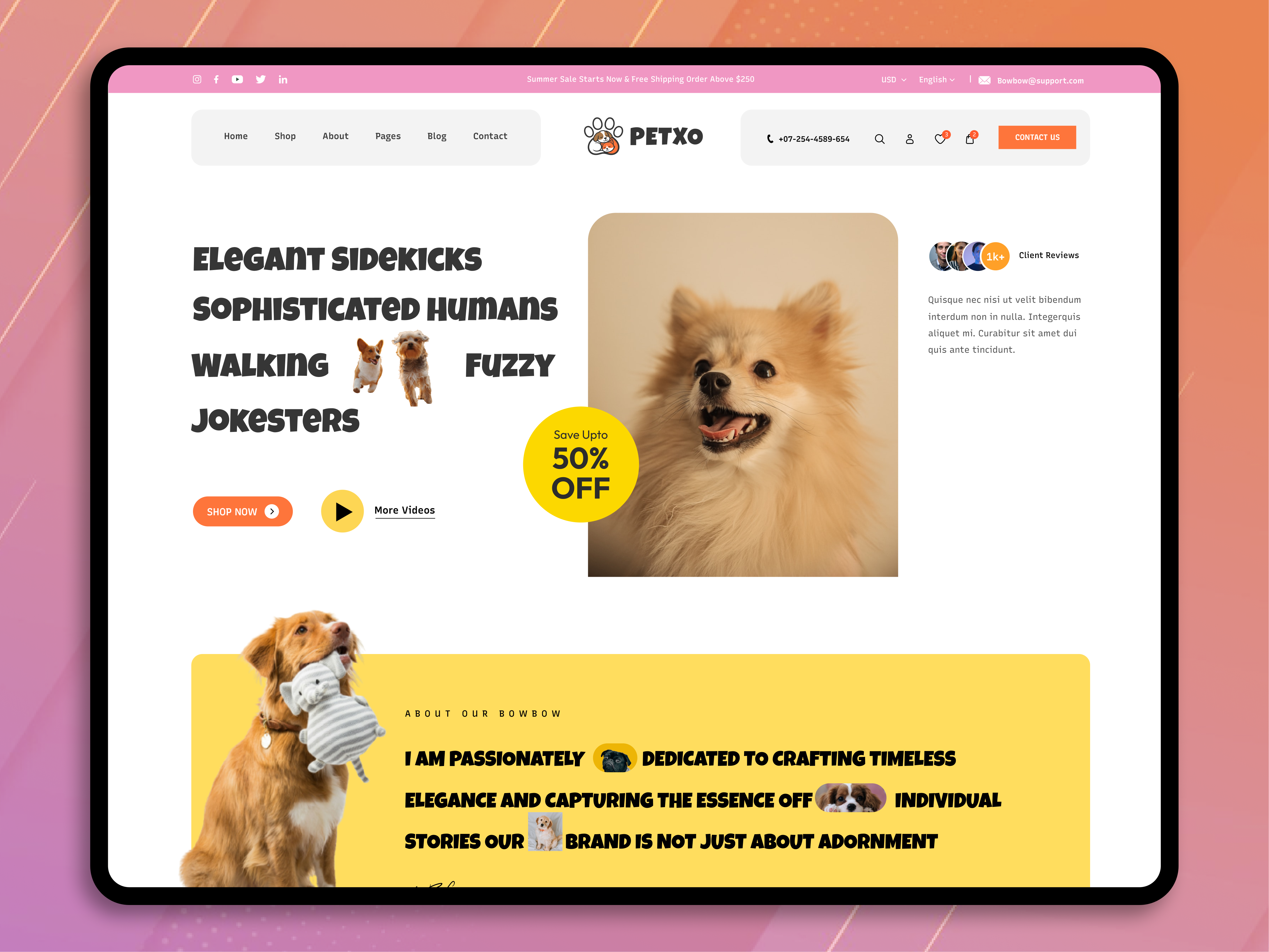 Example of Playful Pet Shop Website Design