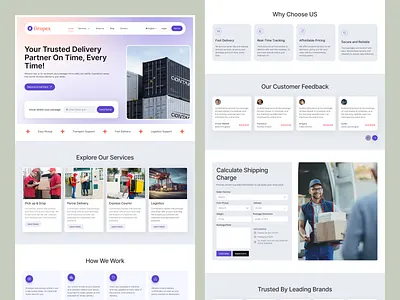 Courier Service Website Design courier service website design courier website delivery website landing page logistics website parcel delivery responsive design service website ui design website design