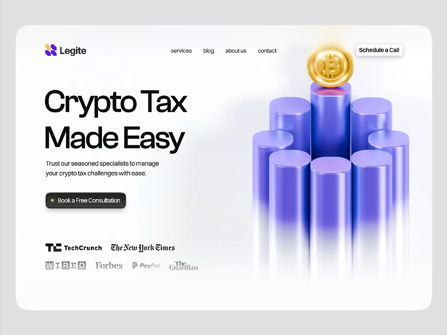 Crypto tax and blockchain platform 3d 3d website ai ai blockchain award winning blockchain taxation crypto currency crypto tax home homepage landing page modern modern crypto tax website design