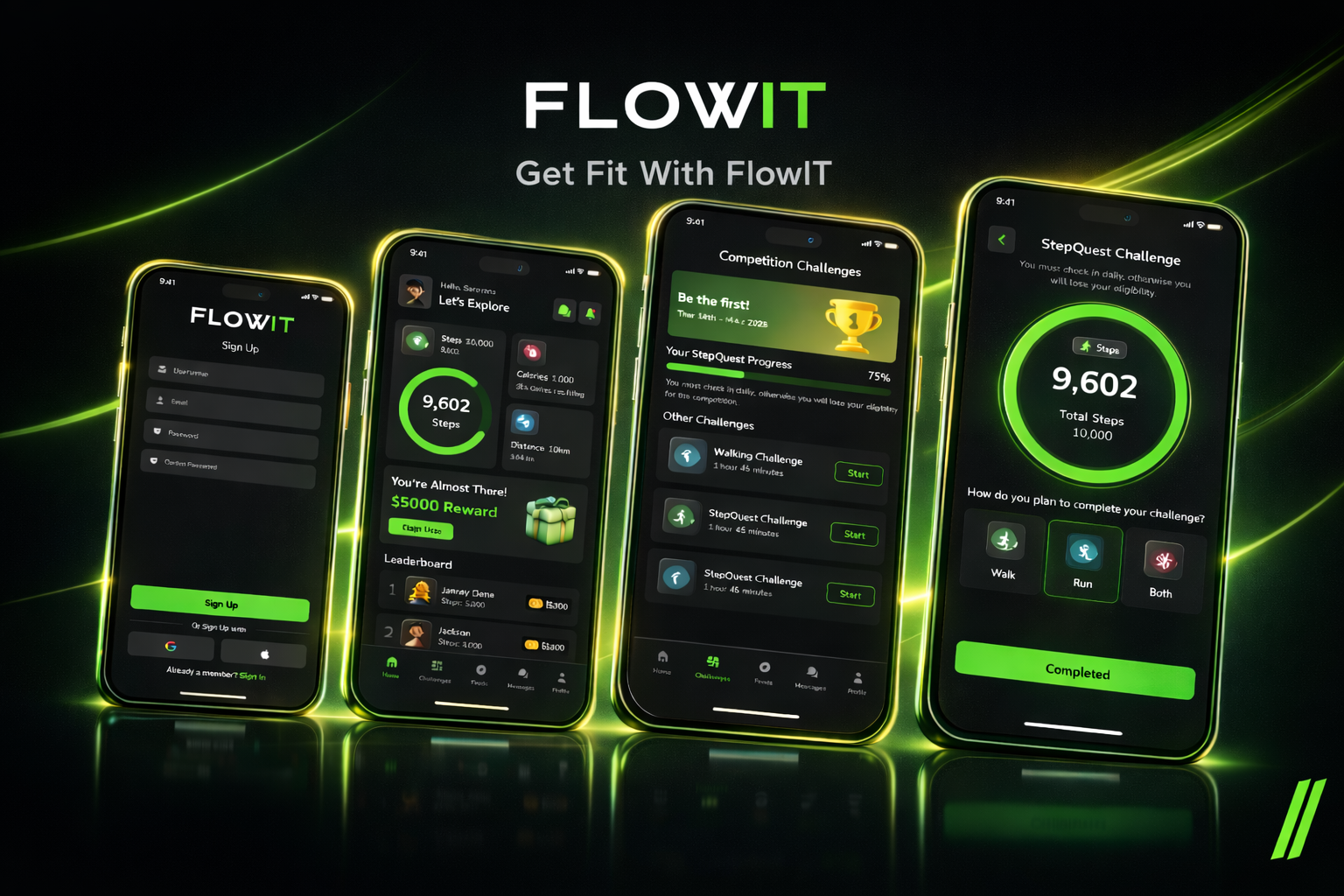 🏋️‍♂️Flow-It: Personalized Fitness in a Seamless Mobile Flow branding design figma fitness app design mobile app design prototyping uxui design wireframing