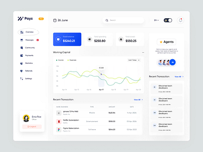 Payz Financial Dashboard budgeting clean dashboard data finance financialdashboard financialmanagement financialplanning graph interactiondesign investmenttracking overview personalfinance purchases ui uiux usability userexperience userflow ux