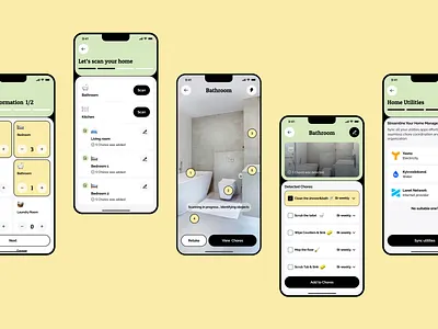 Mobile App for Managing Roommate Chores - Room Scanning app clean design inspiration management mobile product scanning schedule task tracking tracking ui ux