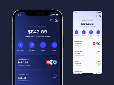 Personal Finance Dashboard account ui balance ui dark mode dashboard ui finance ui scan to pay send money transfer ui wallet ui