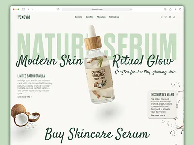Natural Skincare Serum Website UI/UX Design beauty website branding ui clean ui cosmetic website dribbble shot ecommerce ui ecommerce website figma design landing page ui minimal ui modern ui organic skincare product website skincare ui skincare website ui design uiux ux design web design website ui