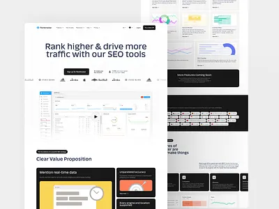Ranktracker | Website design 💻 crypto cta dashboard hero section landing page design light mode logo cration website design