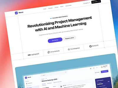 Nexus - Project Management with AI SaaS Landing Page ai agents dashboard ai project management ui clean interface dashboard fintech saas design homepage landing page modern web ui product design productivity app ui saas dashboard design saas landing page saas project saas website startup dashboard design ux ui design web design web3 platform ui website workflow automation ui