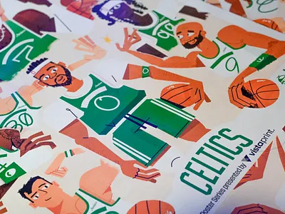 Celtics Artist Residency basketball boston celtics character character design dunk flat illustration illustrator poster simple sport vector whimsical