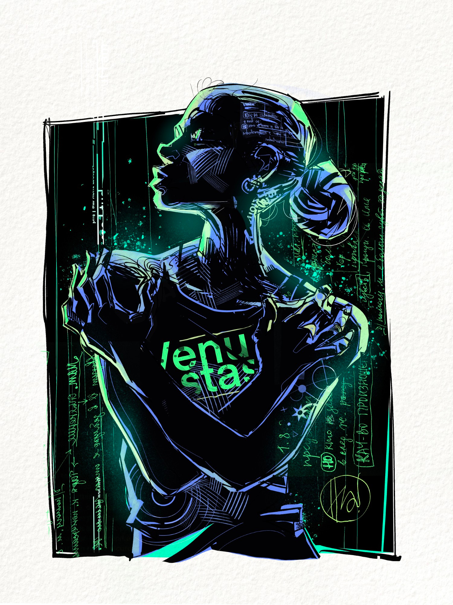 Venustas algorithm code electric rain illustration matrix rain shower venus