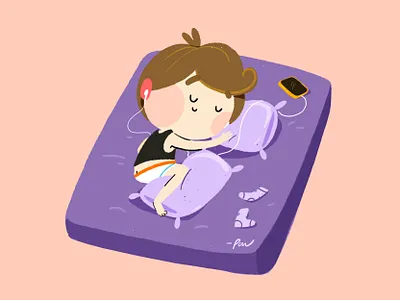 Nap asleep cartoon character color cute design illustration nap sleep
