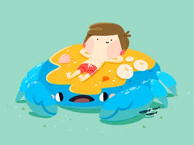 Cangregory blue cartoon character color crab cute design illustration ocean sea