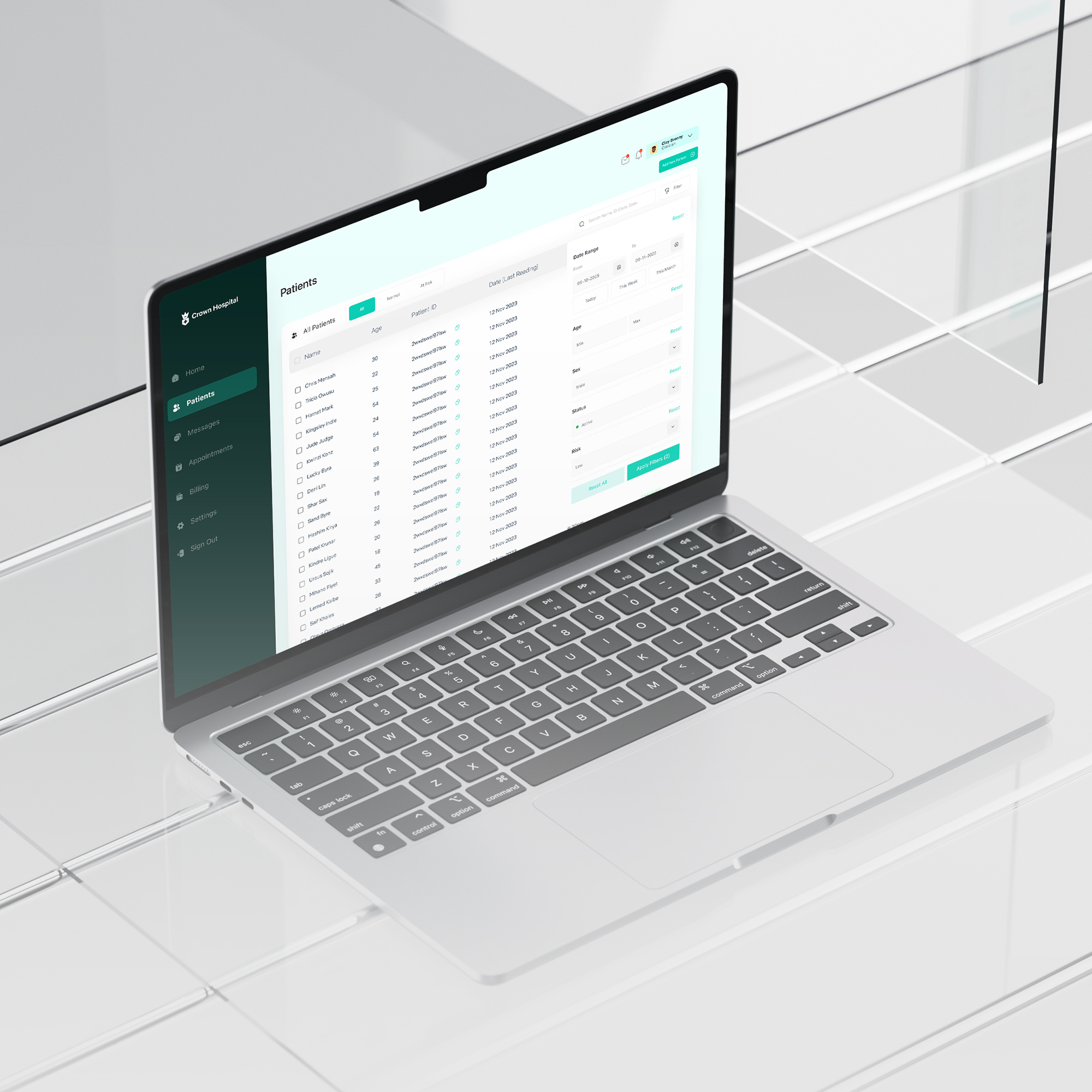 Crown Hospital | Clinician Dashboard Design branding dashboard hospital ui uidesigner uiux uxdesign uxdesigner