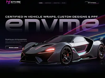 Web Design & Animation for Vehicle Warp animation autombile car dark fashion landing page motion graphics neon technology web design