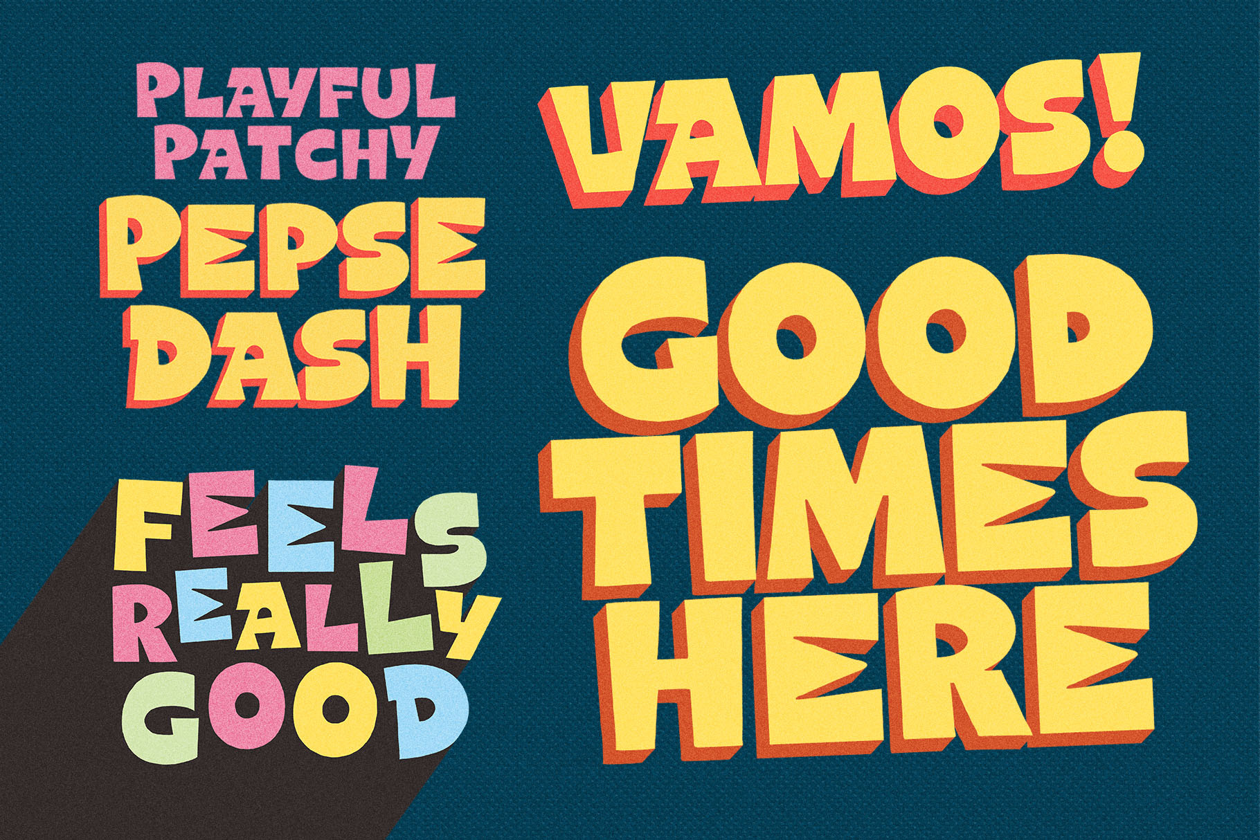 Pepse Dash – The Joy of Cutouts bold cartoon font bold retro font branding cute cutout style font fun headline font groovy hand drawn handmade look font hend lettered layered display font paper cut font playful playful cutout typography playful display font quirky