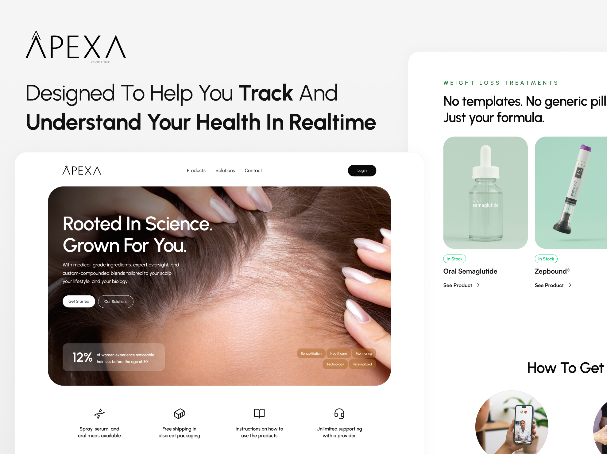 APEXA - Platform for Prescription Delivery & Ongoing Care branding e commerce health medicine prescription product designer ui weight loss