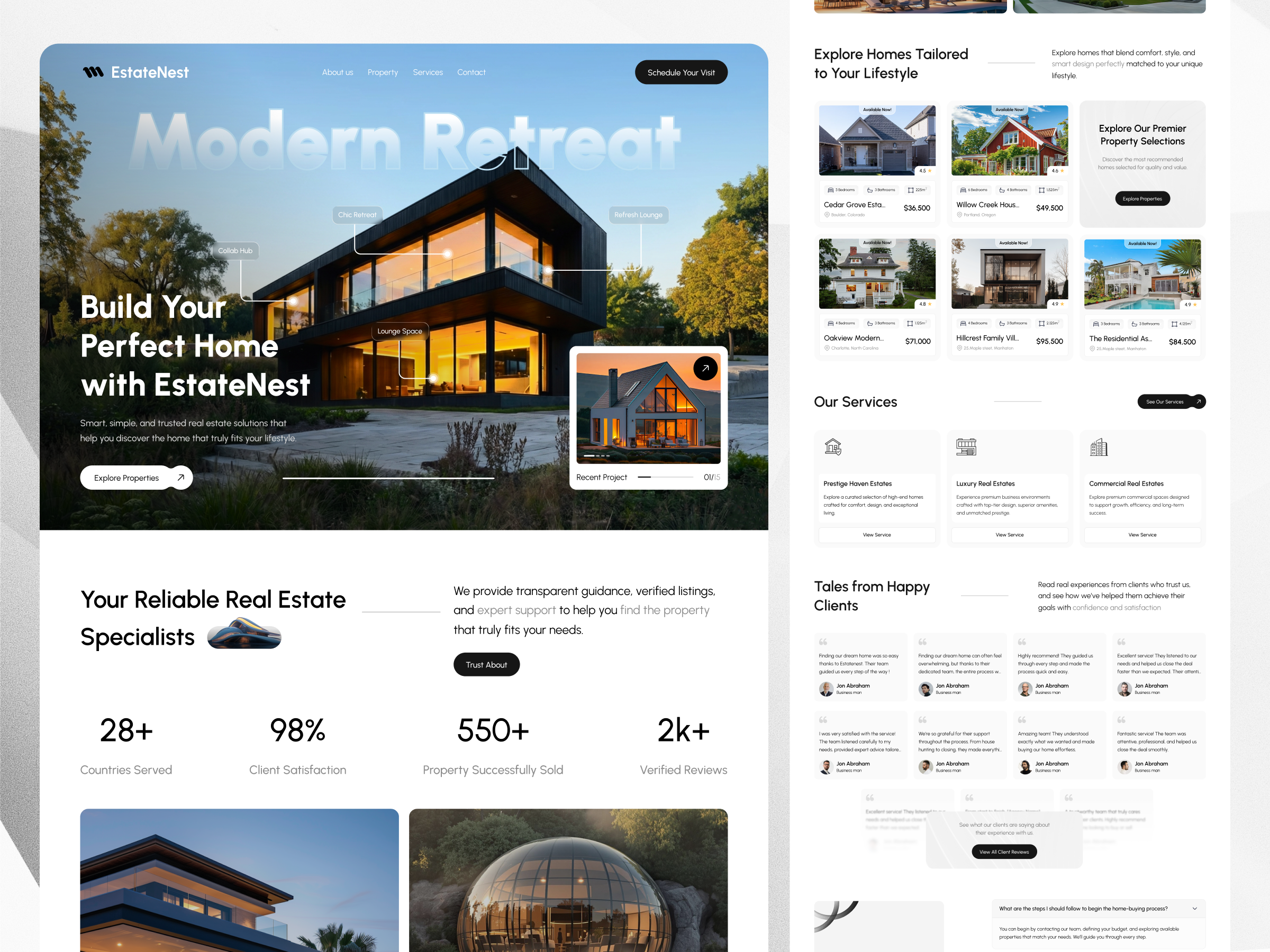 Real Estate Website UI | Modern Property Listing Platform clean ui figma design housing website landing page lifestyle website minimal ui modern website product design property listing property platform real estate dashboard real estate landing page real estate ui real estate website ui design ux design web design web ui website ui ❤️