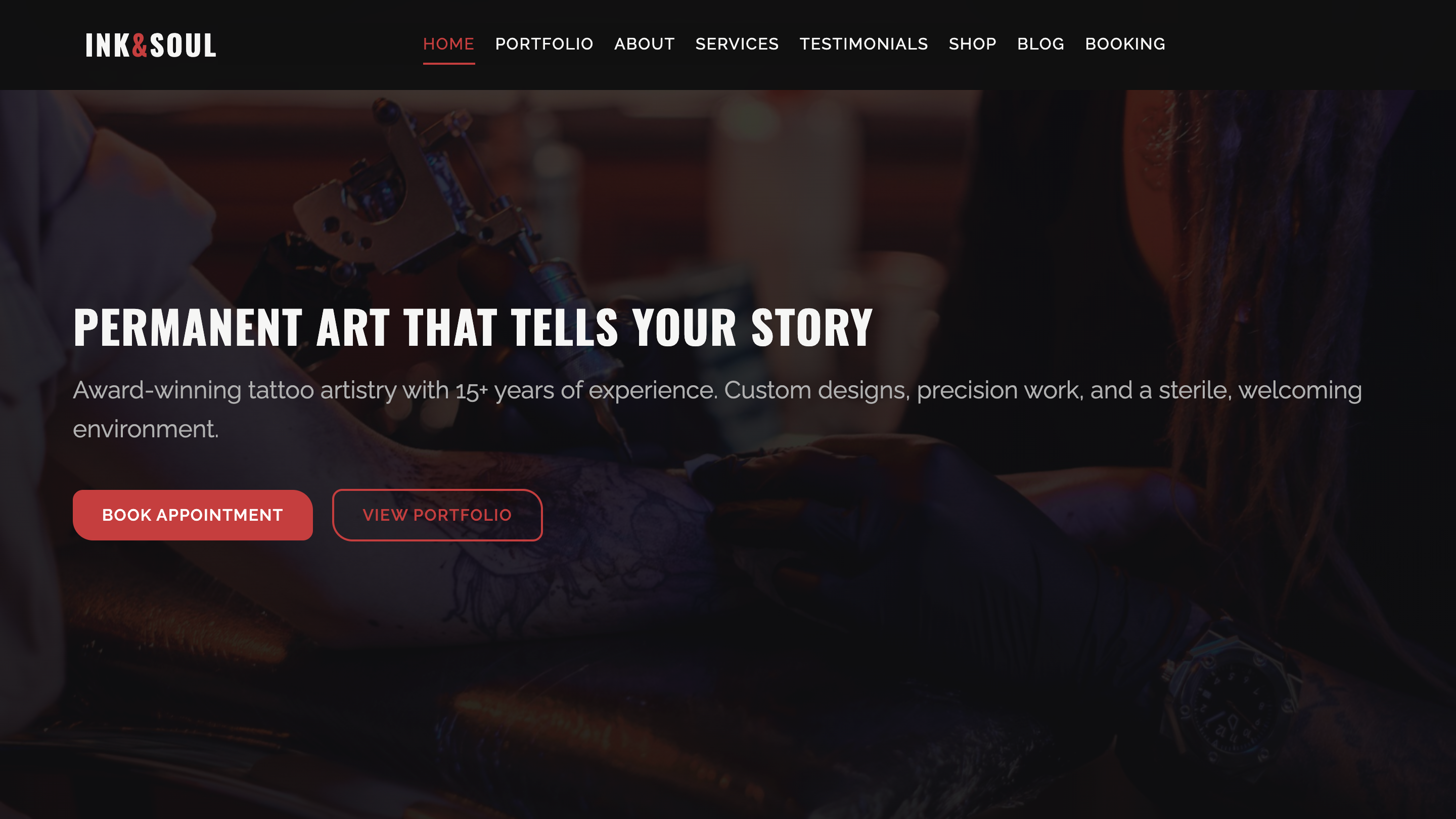 Tattoo Studio & Artist Portfolio HTML5 Bootstrap Template tattoo studio ui website