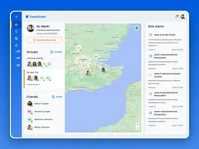 TravelShield - Web app design app dashboard design journey safety sign up travel ui